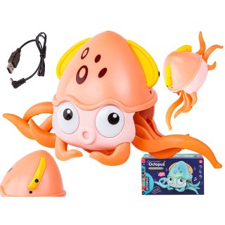 Uciekająca Pełzająca Ośmiornica, Interaktywna Zabawka, Świeci, Gra melodie Robot POMARAŃCZOWA Przecena 1