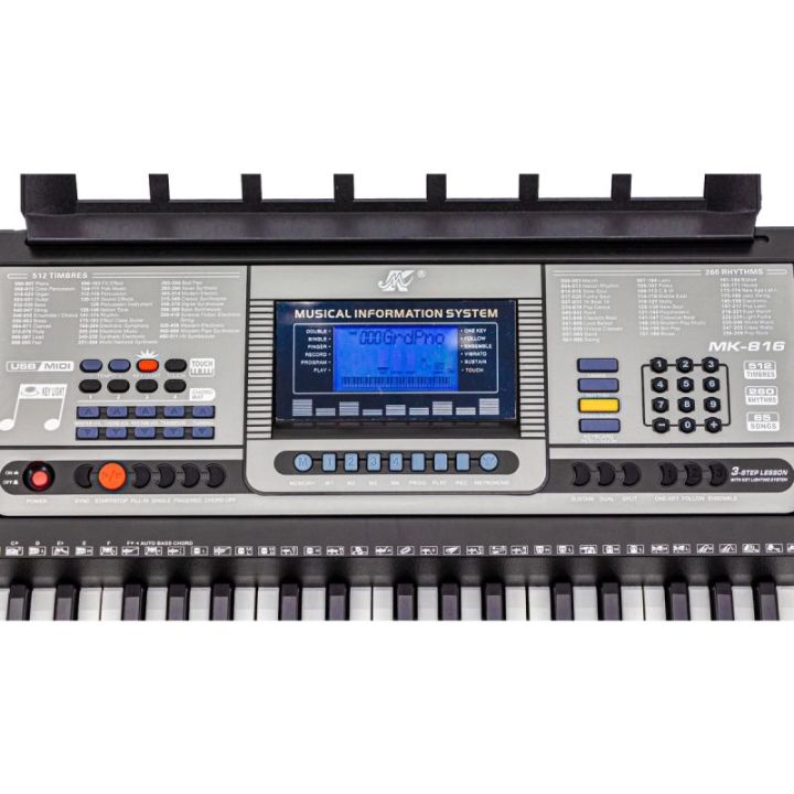Keyboard Organy 61 Klawiszy Zasilacz MK-816 Z Funkcją Nauki Gry Przecena 9