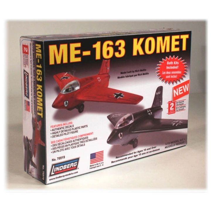 ME-163 Komet Messerschmitt – Myśliwiec wojskowy niemiecki 2w1 | Model plastikowy do składania Lindberg (skala 1:72)