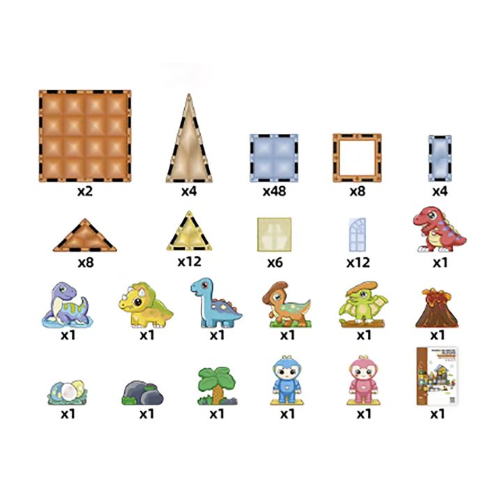 Konstrukcyjne Klocki Magnetyczne PARK DINOZAURÓW 116 El.