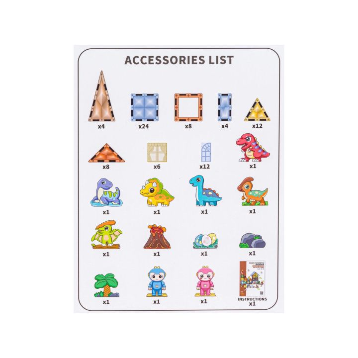 Konstrukcyjne Klocki Magnetyczne PARK DINOZAURÓW 90 El.