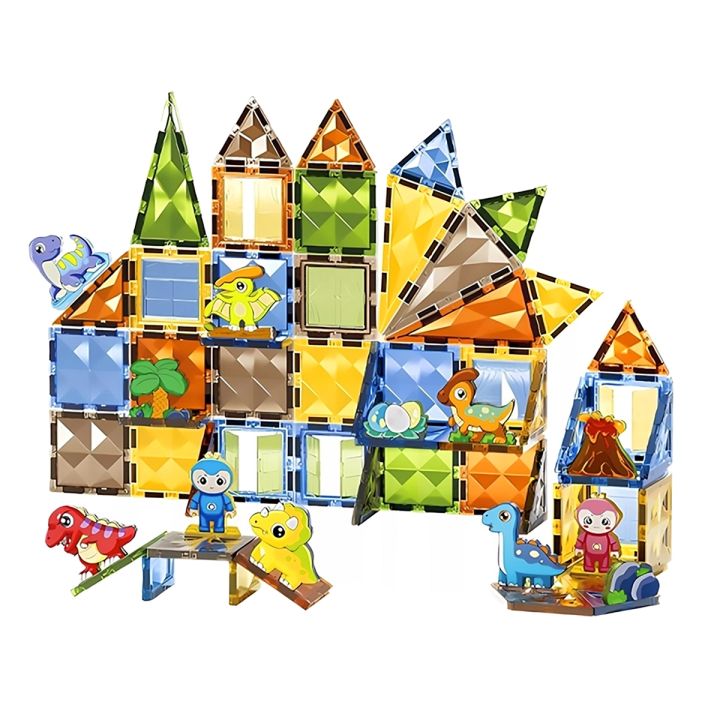 Konstrukcyjne Klocki Magnetyczne PARK DINOZAURÓW 90 El.