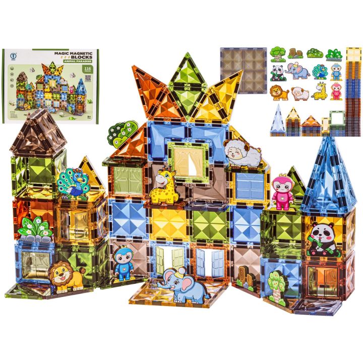 Konstrukcyjne Klocki Magnetyczne ZWIERZĘTA 116 El.