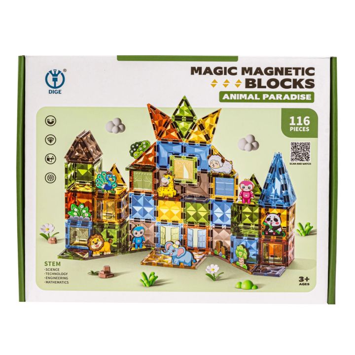 Konstrukcyjne Klocki Magnetyczne ZWIERZĘTA 116 El.