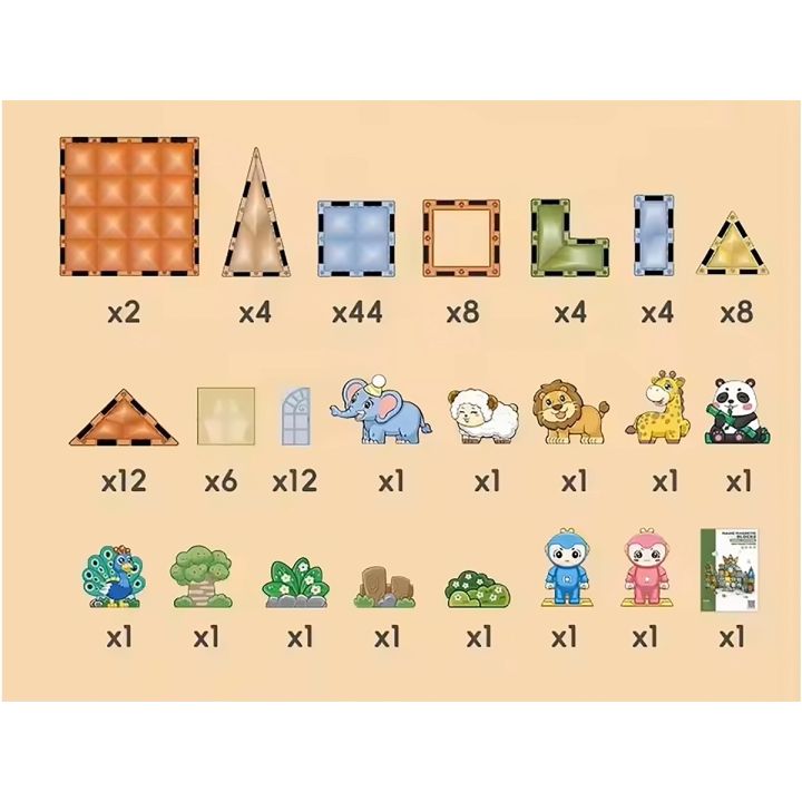 Konstrukcyjne Klocki Magnetyczne ZWIERZĘTA 116 El.