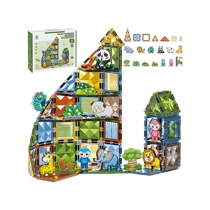 Konstrukcyjne Klocki Magnetyczne ZWIERZĘTA 82 El.