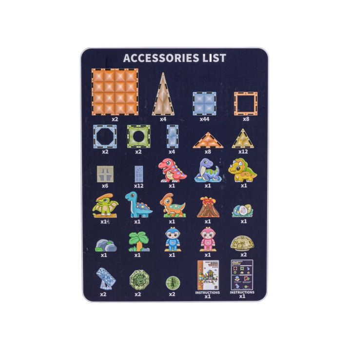 Konstrukcyjne Klocki Magnetyczne Świecące Elementy PARK DINOZAURÓW 124 El.