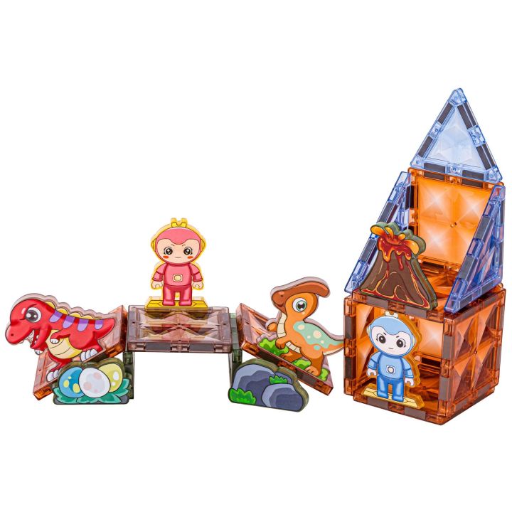 Konstrukcyjne Klocki Magnetyczne Świecące Elementy PARK DINOZAURÓW 124 El.