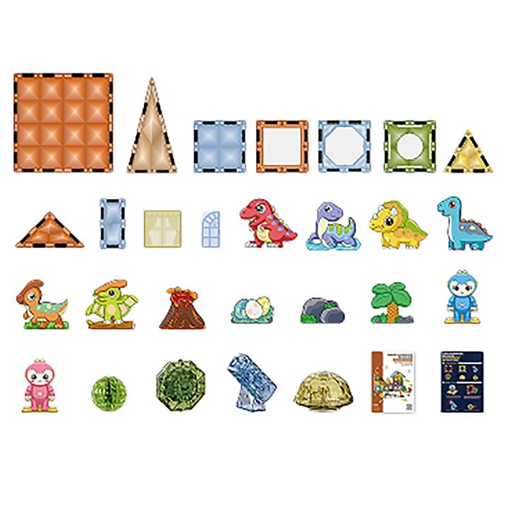 Konstrukcyjne Klocki Magnetyczne Świecące Elementy PARK DINOZAURÓW 124 El.