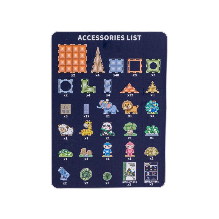 Konstrukcyjne Klocki Magnetyczne Świecące Elementy ZWIERZĘTA 124 El.