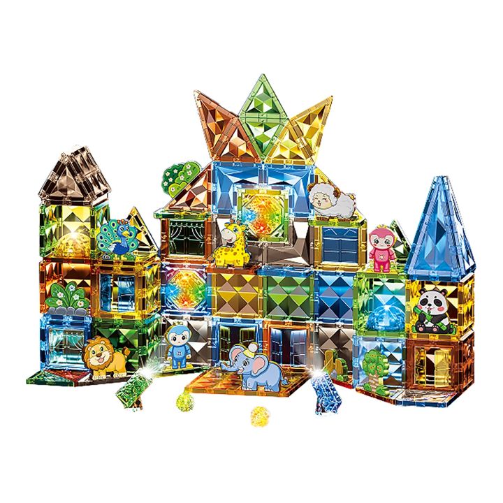 Konstrukcyjne Klocki Magnetyczne Świecące Elementy ZWIERZĘTA 124 El.