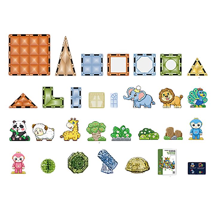 Konstrukcyjne Klocki Magnetyczne Świecące Elementy ZWIERZĘTA 124 El.