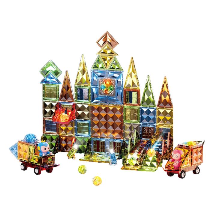 Konstrukcyjne Klocki Magnetyczne Świecące Elementy + Pojazdy 147 El.