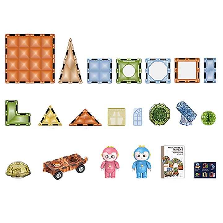 Konstrukcyjne Klocki Magnetyczne Świecące Elementy + Pojazdy 110 El.