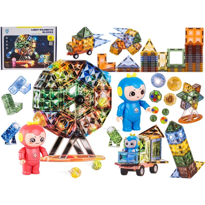 Konstrukcyjne Klocki Magnetyczne Świecące Elementy, Diabelski Młyn 87 El.