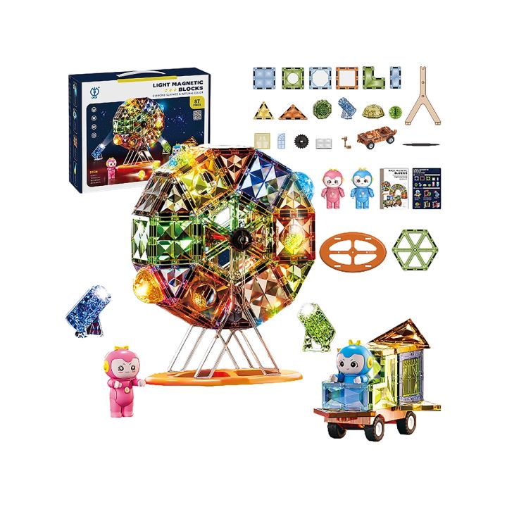 Konstrukcyjne Klocki Magnetyczne Świecące Elementy, Diabelski Młyn 87 El.