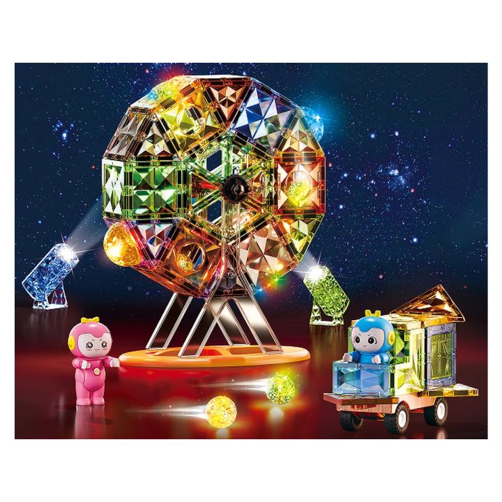 Konstrukcyjne Klocki Magnetyczne Świecące Elementy, Diabelski Młyn 87 El.