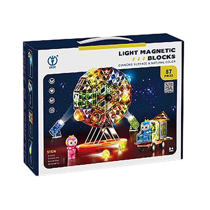 Konstrukcyjne Klocki Magnetyczne Świecące Elementy, Diabelski Młyn 87 El.