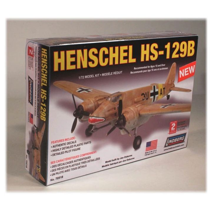 Henschel HS-129B (Fliegender Büchsenöffner) – Szturmowiec Niemiecki | Model plastikowy do sklejania Lindberg (skala 1:72)