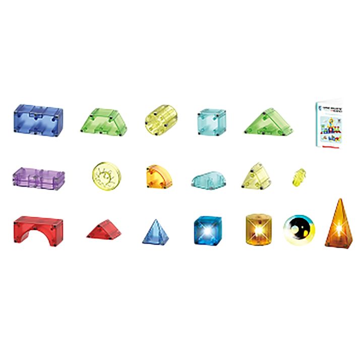 Klocki Magnetyczne, Konstrukcyjne, Świecące Elementy, Figury 3D 64 El.