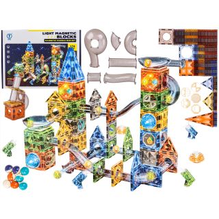 Klocki Magnetyczne Konstrukcyjne TOR KULKOWY Świecące Elementy 174 El. Kulodrom