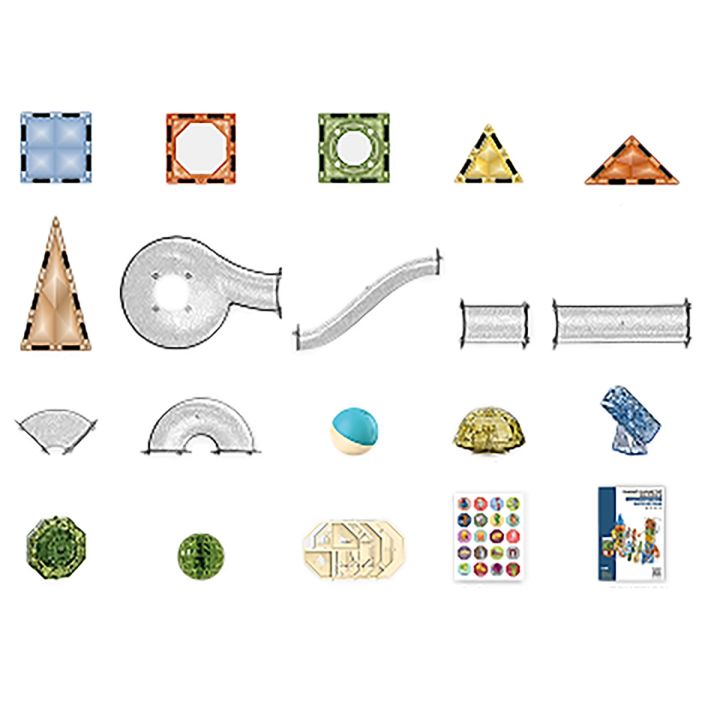 Klocki Magnetyczne Konstrukcyjne TOR KULKOWY Świecące Elementy 174 El. Kulodrom