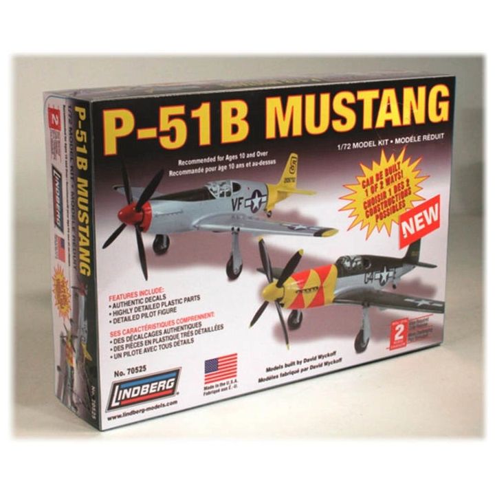 P-51 Mustang (North American) – Myśliwiec wojskowy USA 2w1 | Model plastikowy do sklejania Lindberg (skala 1:72)