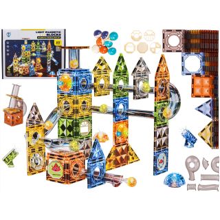 Klocki Magnetyczne Konstrukcyjne TOR KULKOWY Świecące Elementy 105 El. Kulodrom