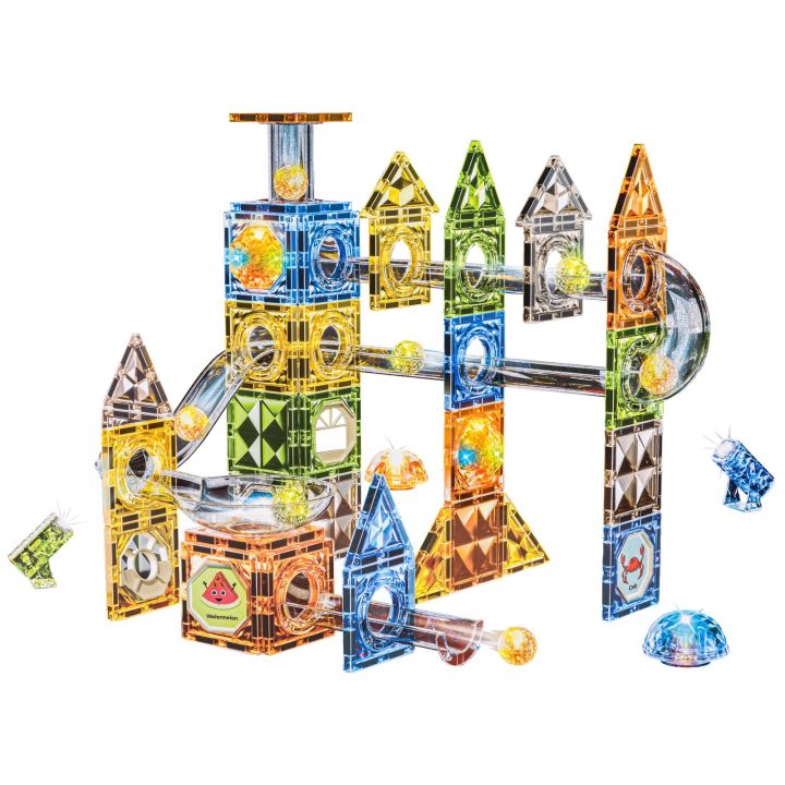 Klocki Magnetyczne Konstrukcyjne TOR KULKOWY Świecące Elementy 105 El. Kulodrom