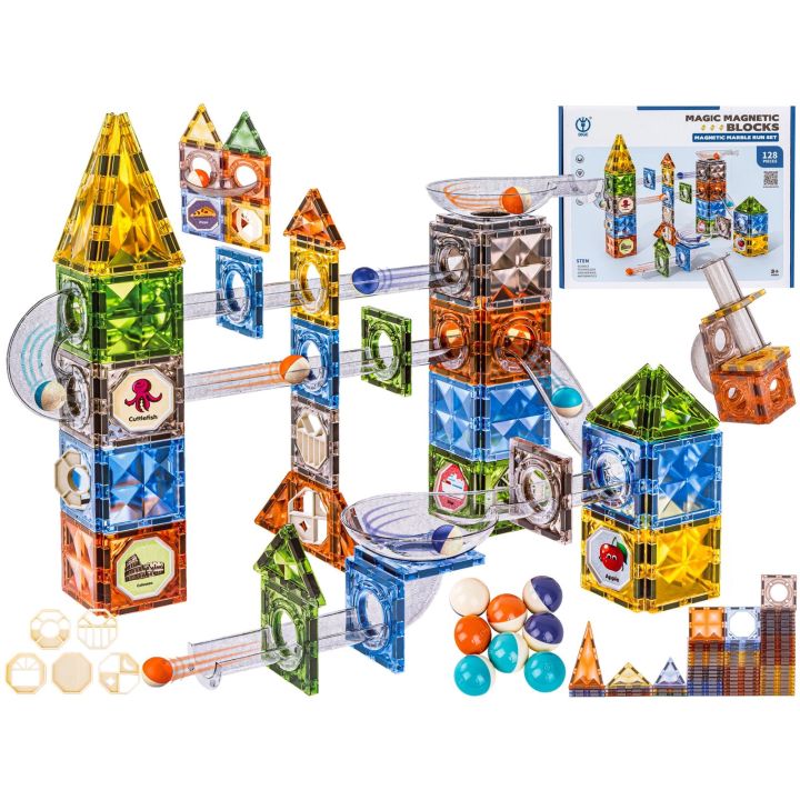 Klocki Magnetyczne Konstrukcyjne TOR KULKOWY 128 El. Kulodrom