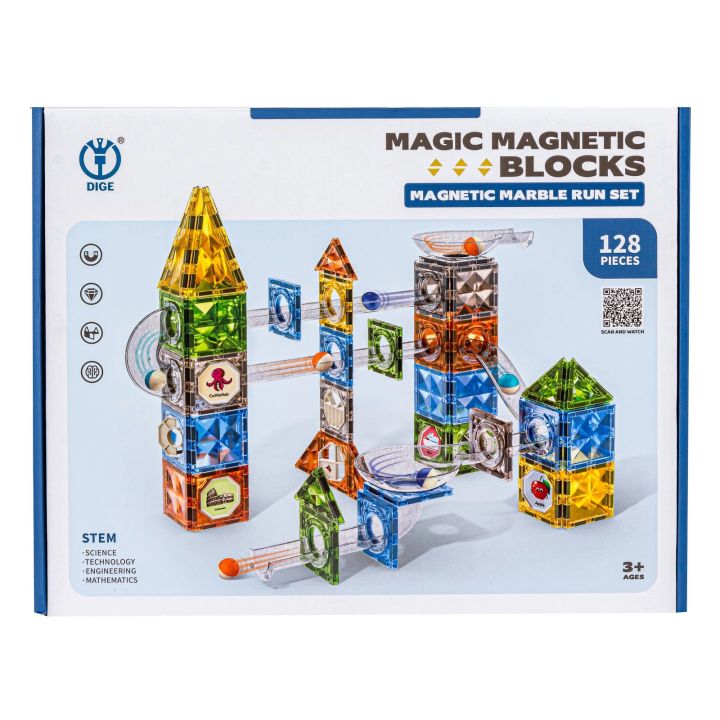 Klocki Magnetyczne Konstrukcyjne TOR KULKOWY 128 El. Kulodrom