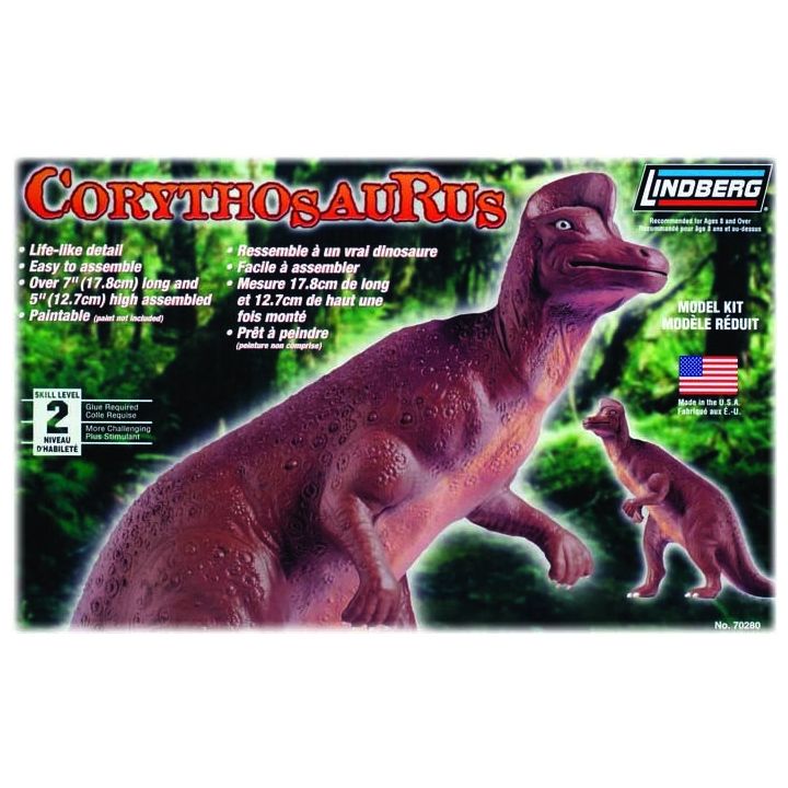 Hadrosaurus/Corythosaurus – Roślinożerny dinozaur | Model plastikowy do sklejania Lindberg