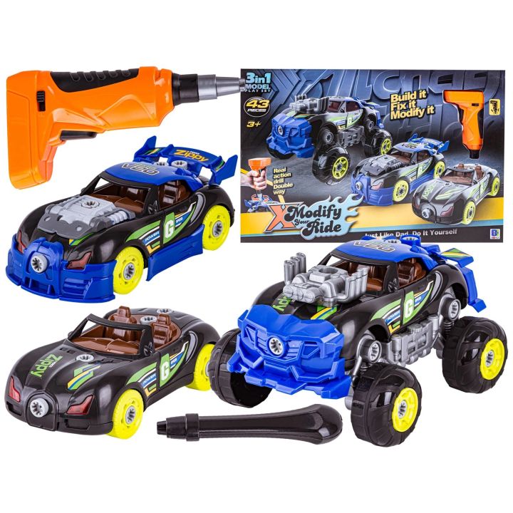 Sportowy, Terenowy Samochód do rozkręcania i skręcania 3w1 TUNING + Wkrętarka, Monster Truck