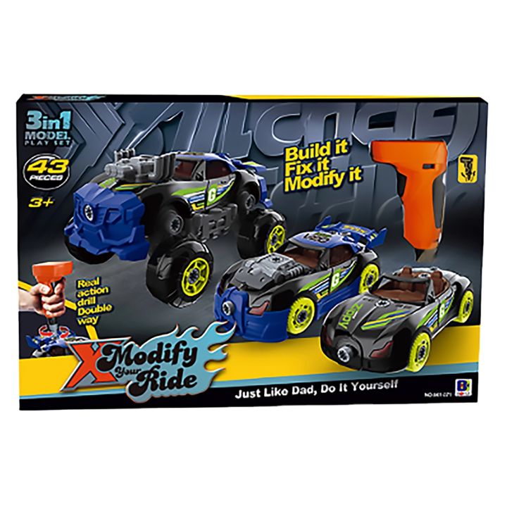 Sportowy, Terenowy Samochód do rozkręcania i skręcania 3w1 TUNING + Wkrętarka, Monster Truck