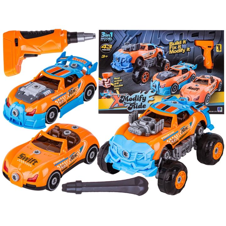 Sportowy, Terenowy Samochód do rozkręcania i skręcania 3w1 TUNING + Wkrętarka, Monster Truck