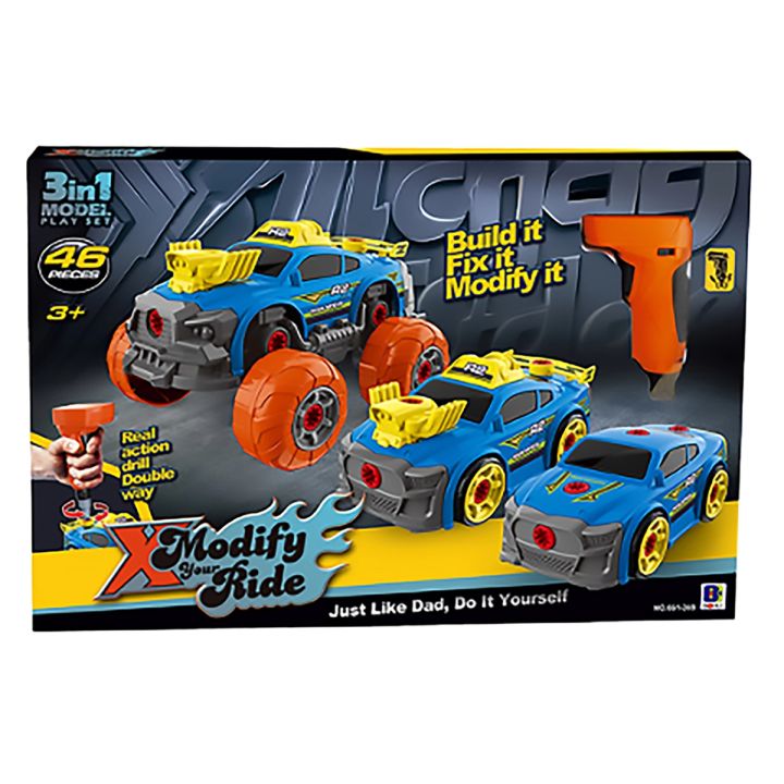 Sportowy, Terenowy Samochód do rozkręcania i skręcania 3w1 TUNING + Wkrętarka, Monster Truck