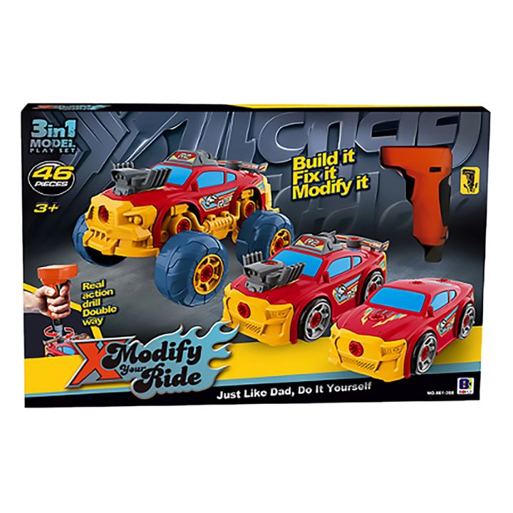 Sportowy, Terenowy Samochód do rozkręcania i skręcania 3w1 TUNING + Wkrętarka Monster Truck