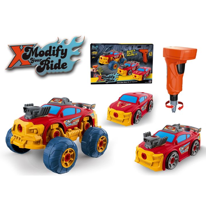 Sportowy, Terenowy Samochód do rozkręcania i skręcania 3w1 TUNING + Wkrętarka Monster Truck