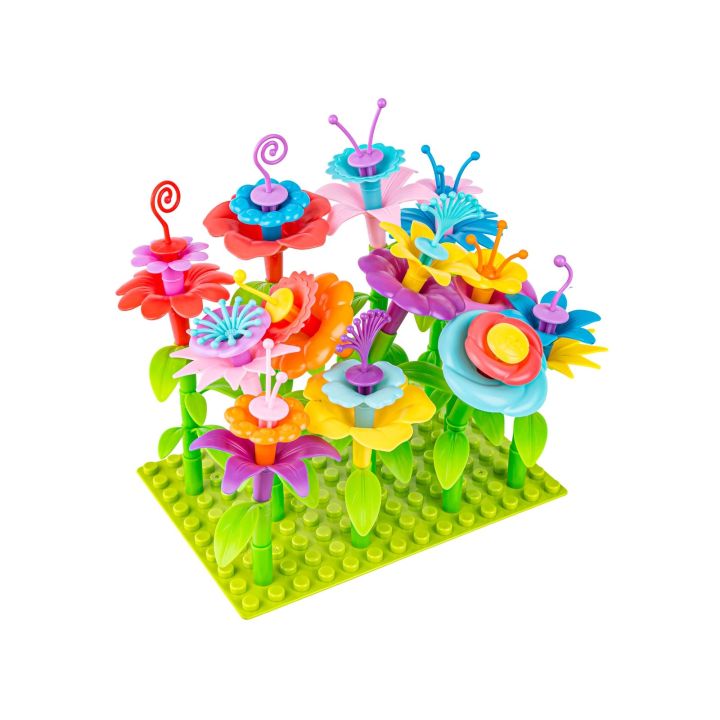 Klocki konstrukcyjne w kuferku, Ogród Kwiatki, Zestaw Do Zbudowania Kwiatowej Kompozycji 135 El.