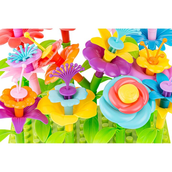 Klocki konstrukcyjne w kuferku, Ogród Kwiatki, Zestaw Do Zbudowania Kwiatowej Kompozycji 135 El.