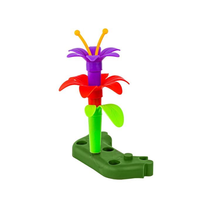 Klocki konstrukcyjne w kuferku, Ogród Kwiatki, Zestaw Do Zbudowania Kwiatowej Kompozycji 135 El.