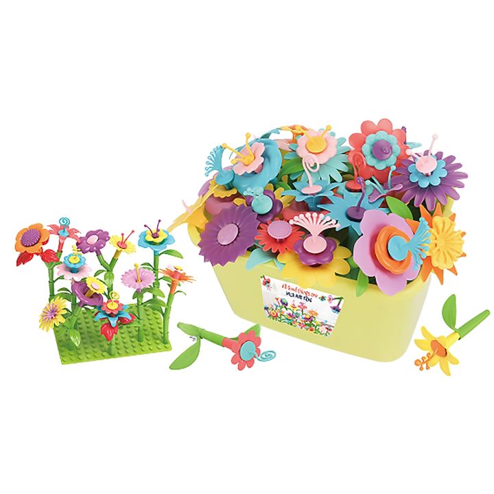 Klocki konstrukcyjne w kuferku, Ogród Kwiatki, Zestaw Do Zbudowania Kwiatowej Kompozycji 135 El.