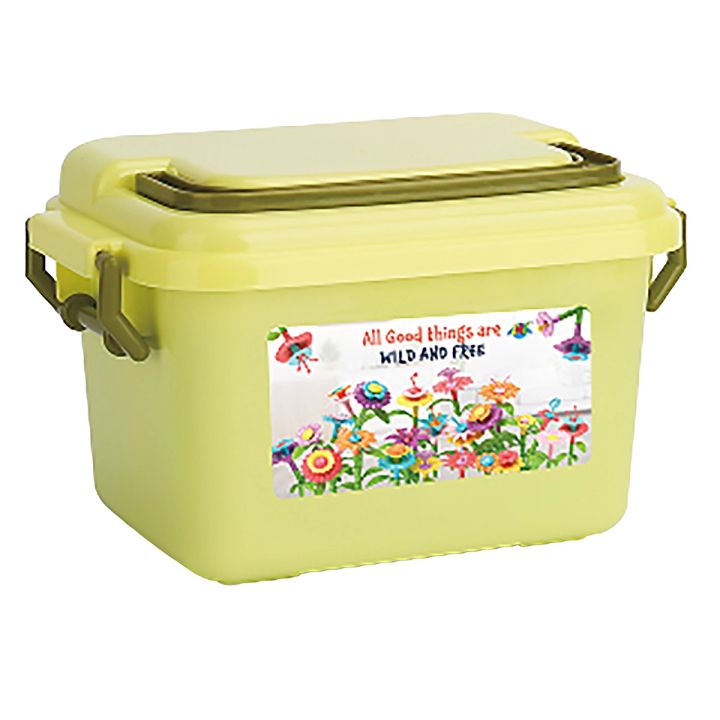 Klocki konstrukcyjne w kuferku, Ogród Kwiatki, Zestaw Do Zbudowania Kwiatowej Kompozycji 135 El.