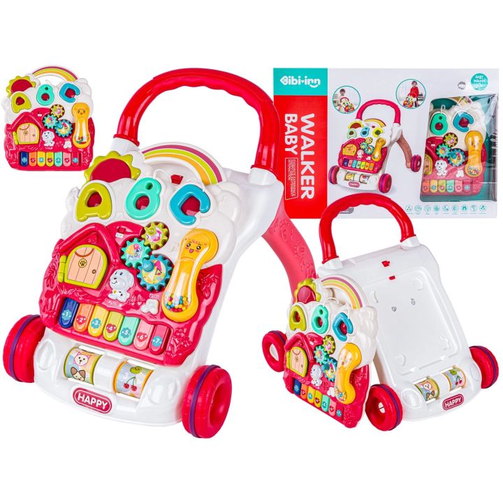 Edukacyjny Chodzik dla dzieci, Jeździk Muzyczny, Pchacz Czerwony