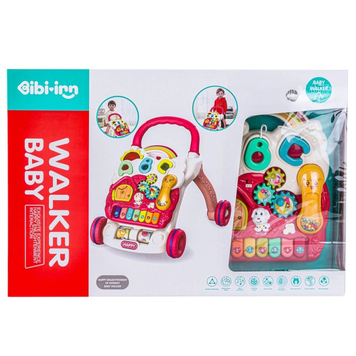 Edukacyjny Chodzik dla dzieci, Jeździk Muzyczny, Pchacz Czerwony