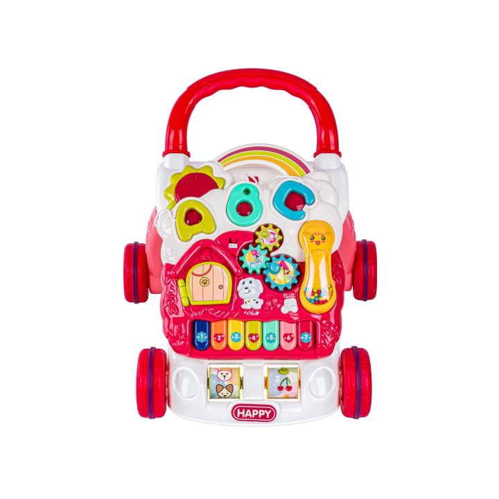 Edukacyjny Chodzik dla dzieci, Jeździk Muzyczny, Pchacz Czerwony