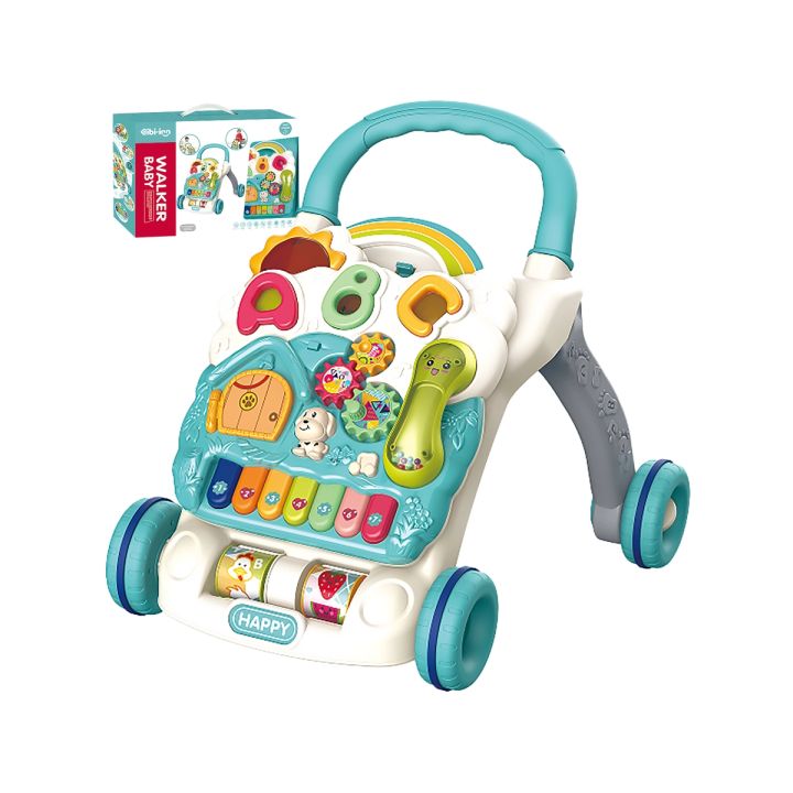 Edukacyjny Chodzik dla dzieci, Jeździk Muzyczny, Pchacz Niebieski