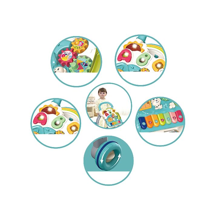 Edukacyjny Chodzik dla dzieci, Jeździk Muzyczny, Pchacz Niebieski