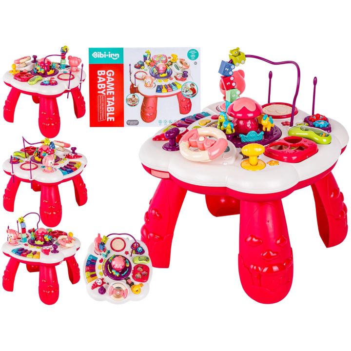 Edukacyjny Interaktywny Stolik Muzyczny Dla Dzieci + Pianinko Czerwony
