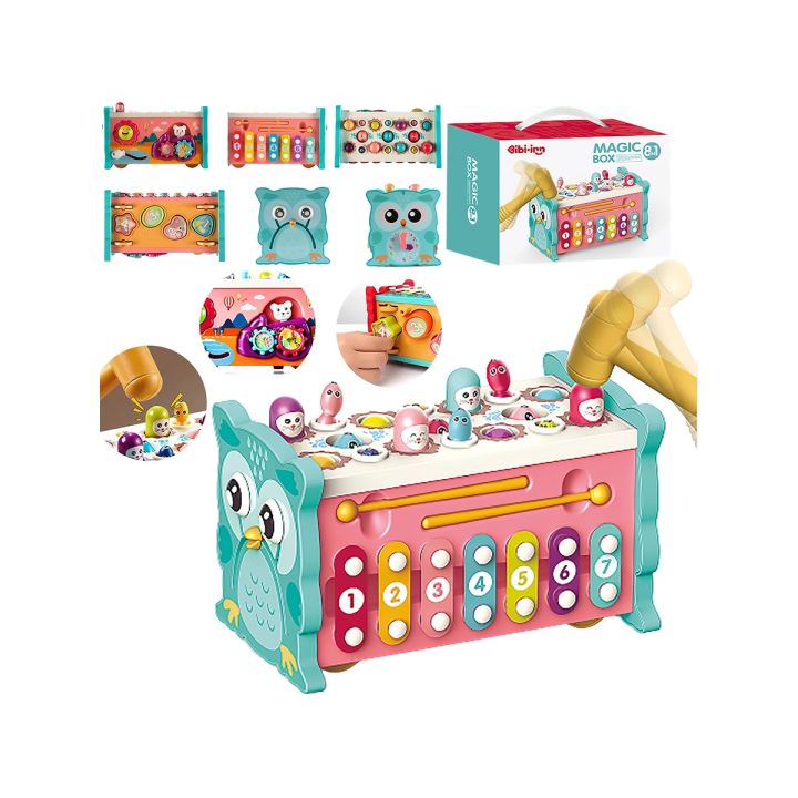 Edukacyjna, interaktywna zabawka dla dzieci 8w1, Cymbałki, Zegar